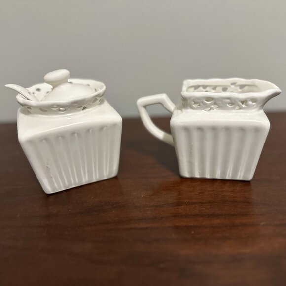 NWOT Mini THL Farmhouse Lattice Cream Pitcher and Sugar Bowl - Picture 4 of 6